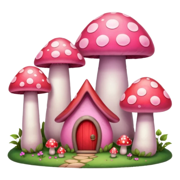 pink mushroom houses sticker