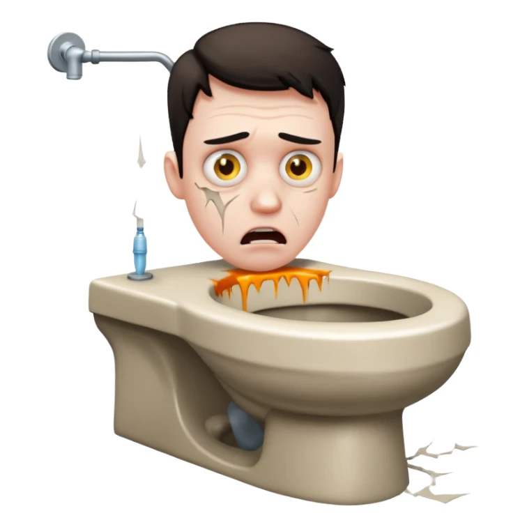 Evil toilet with man inside sticker