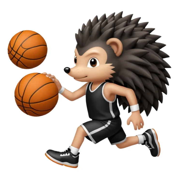 black hedgehog playing basketball sticker