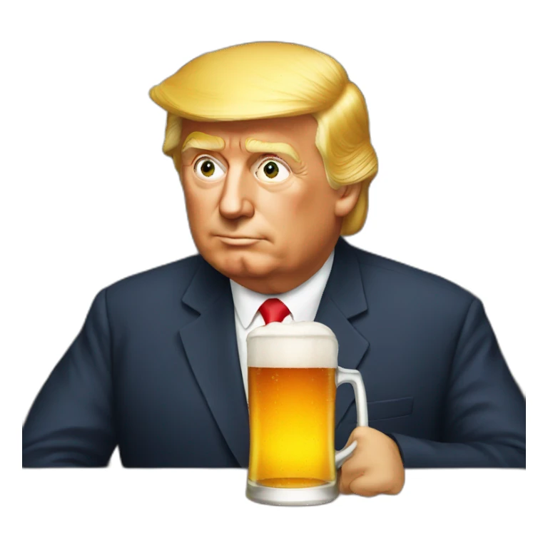 Trump drinking beer sticker