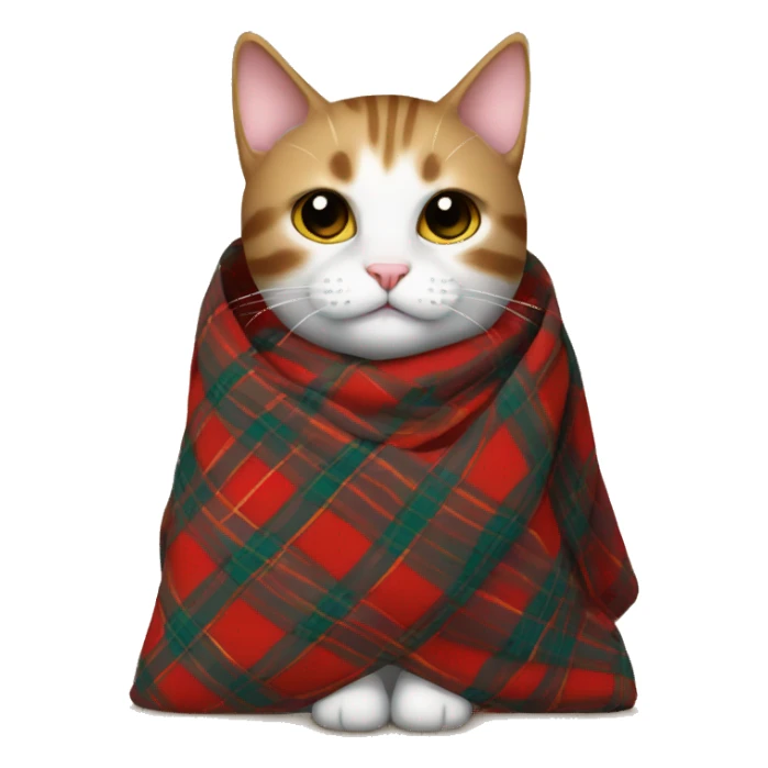 cat wrapped in a tartan blanket  sticker