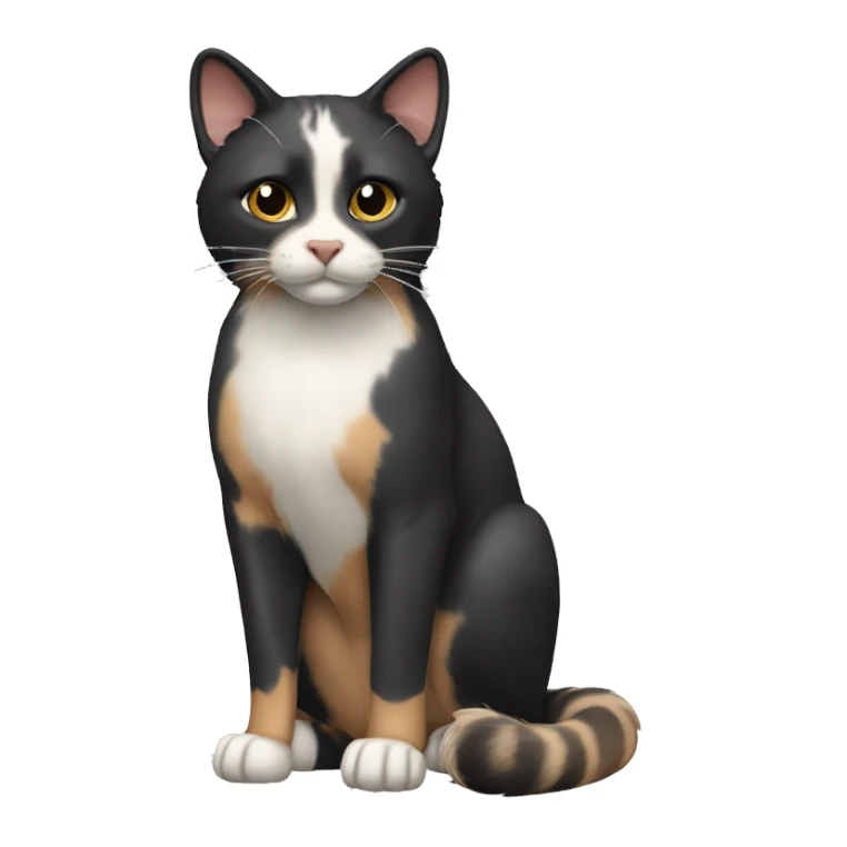 Diluted calico cat with horse badger marking sticker