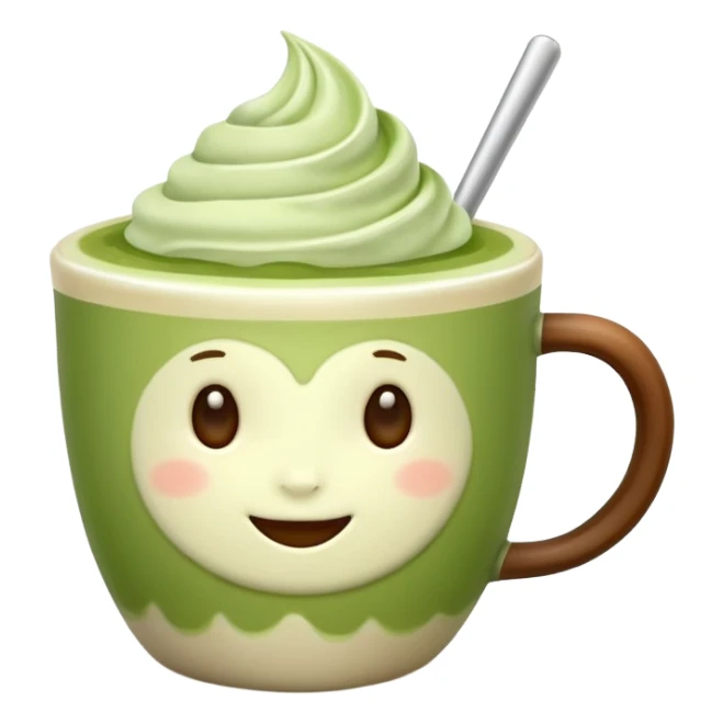 matcha latte in a cup without a spoon and without a face sticker
