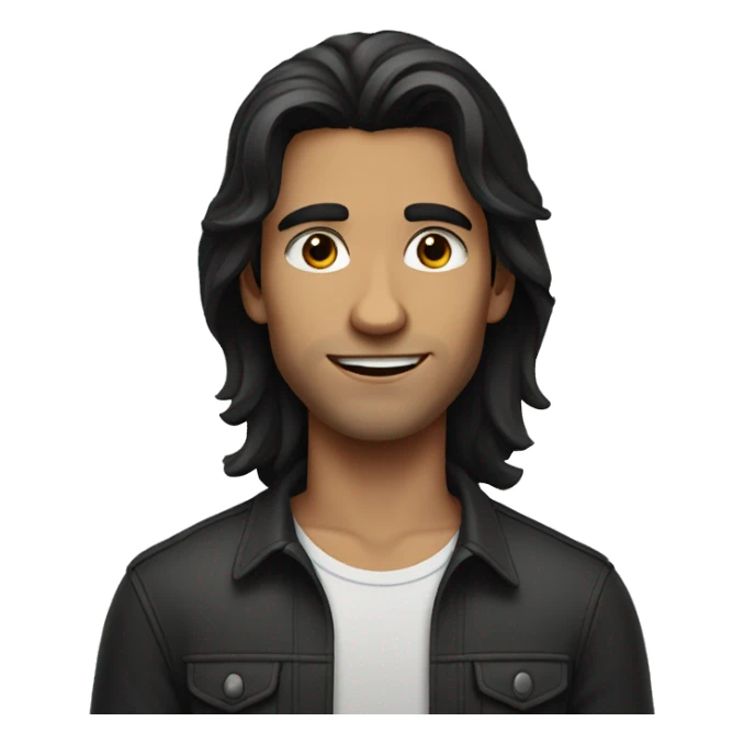 young dark-haired man with long hair sticker
