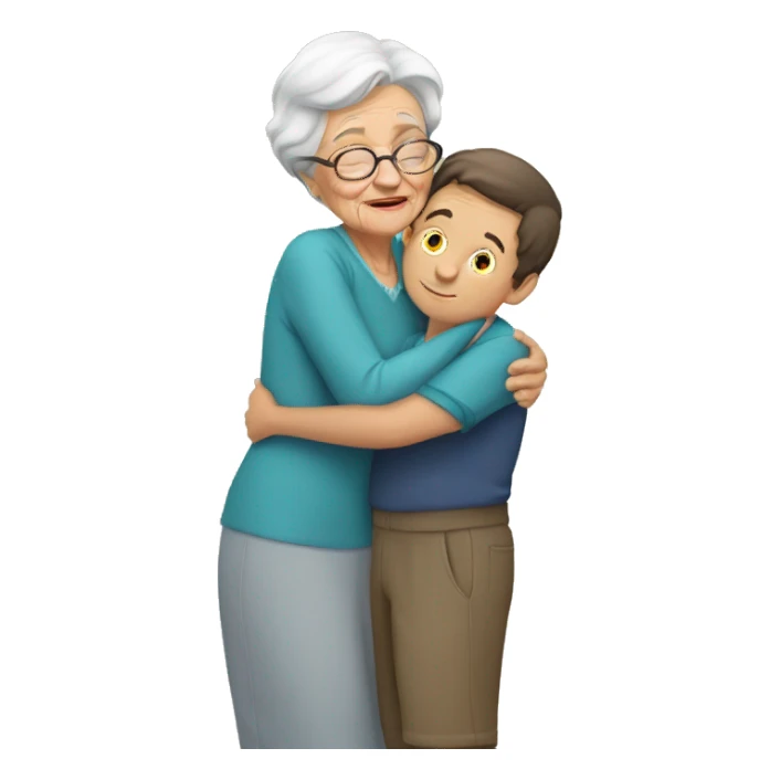 Grandma huggings with a boy sticker