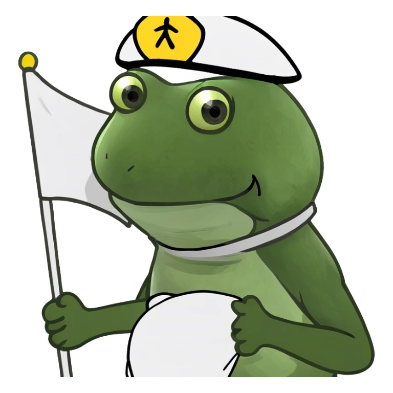 bufo holding a white flag sticker