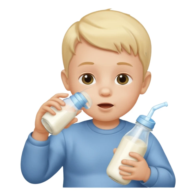Baby boy and bottle milk sticker