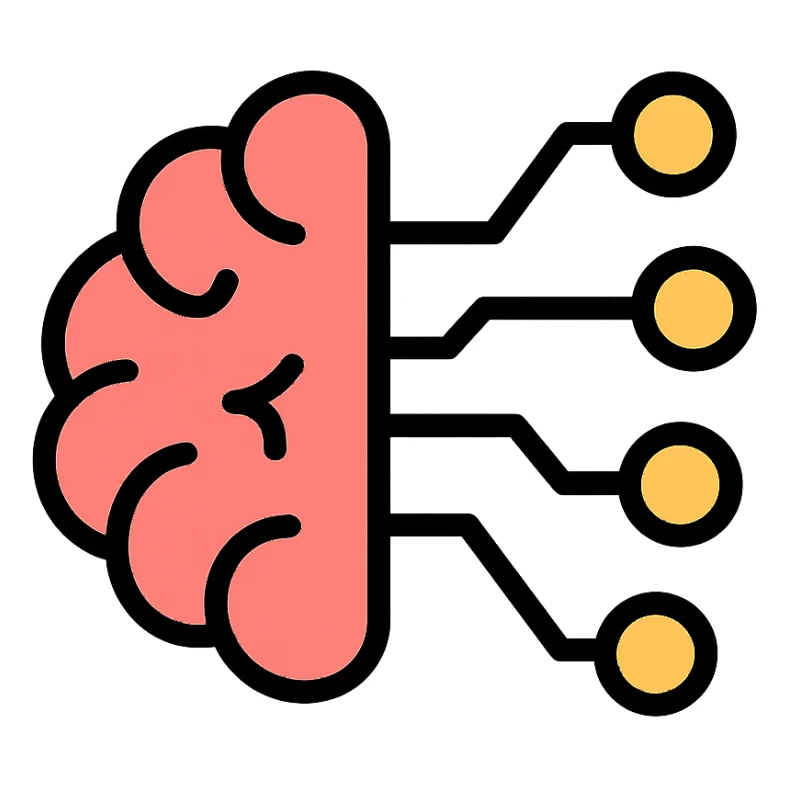 brain with circuit lines icon sticker