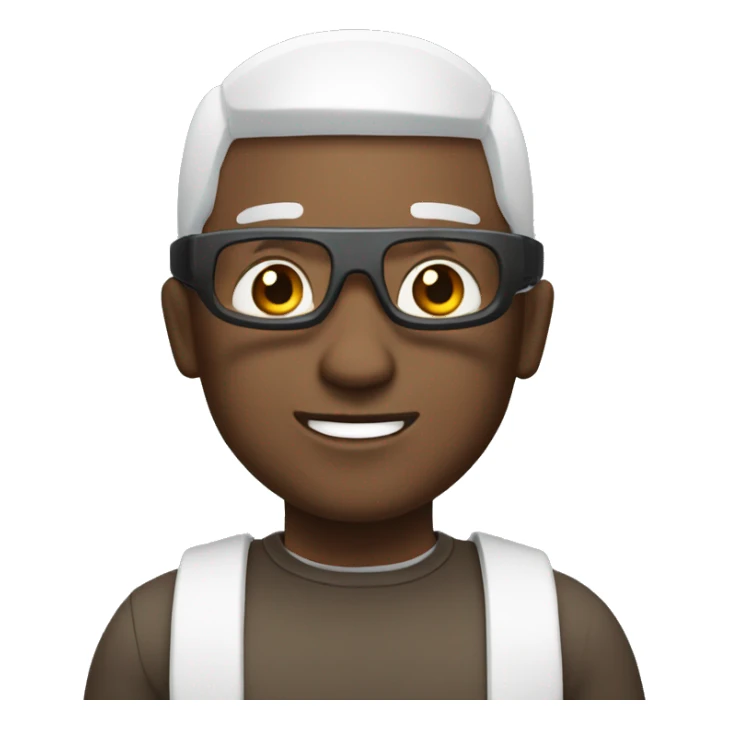 Bald brown man with VR and MacBook Pro sticker