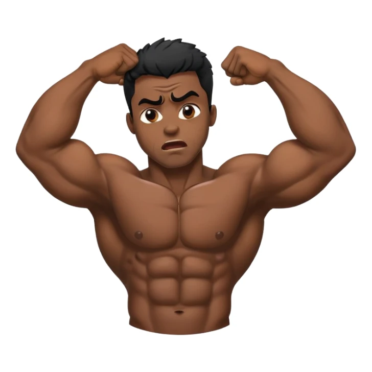 black bodybuilder frustrated pulling hair sticker