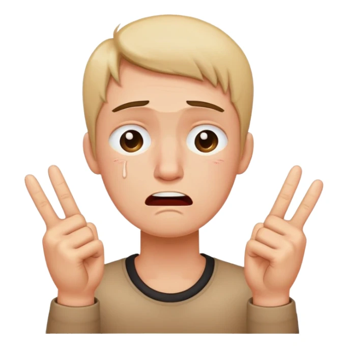 Crying emoji with two middle fingers sticker