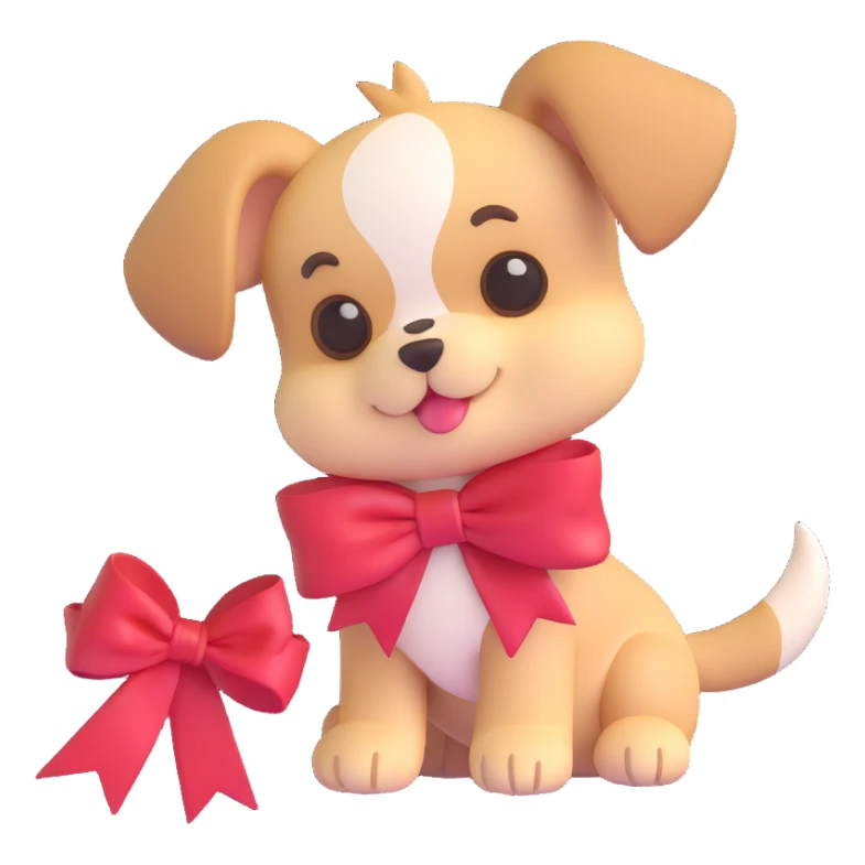 chibi puppy with a big ribbon sticker