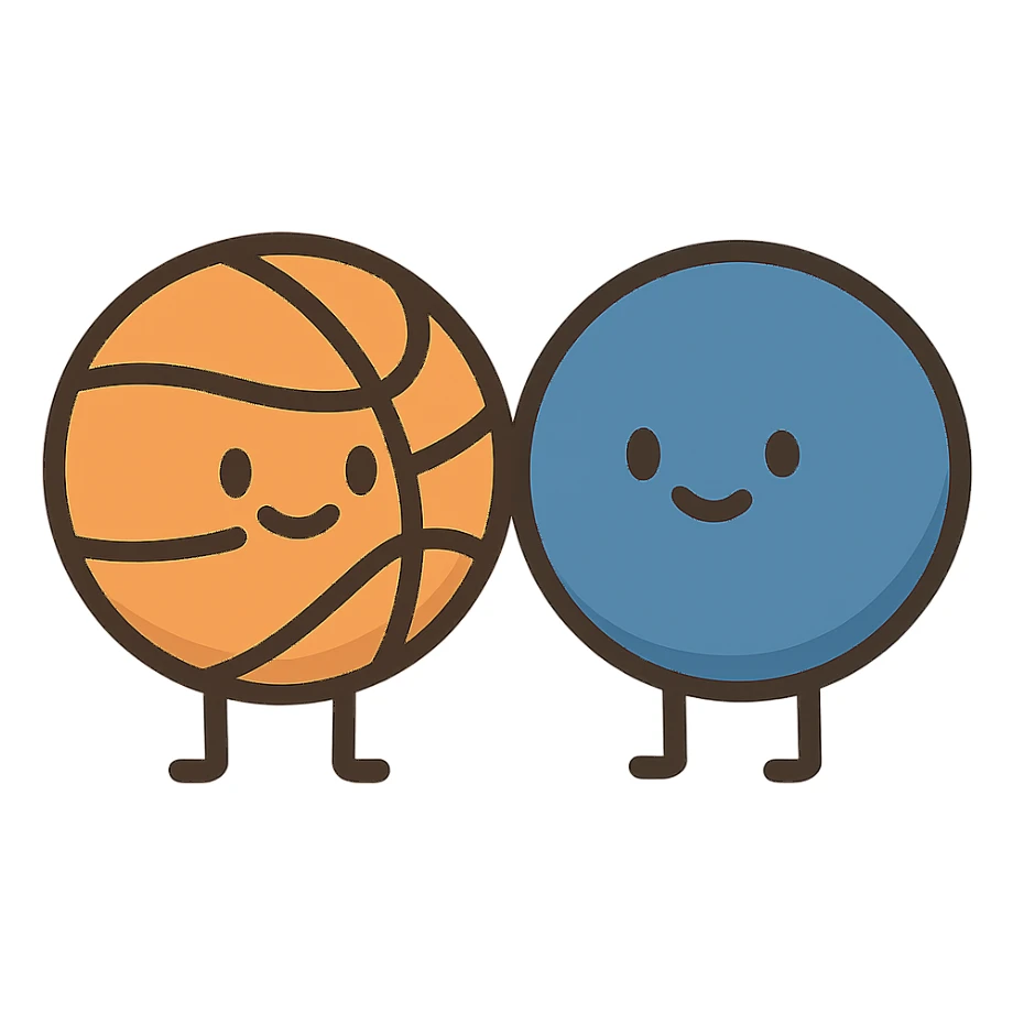 flat toon style two balls standing together, no background sticker