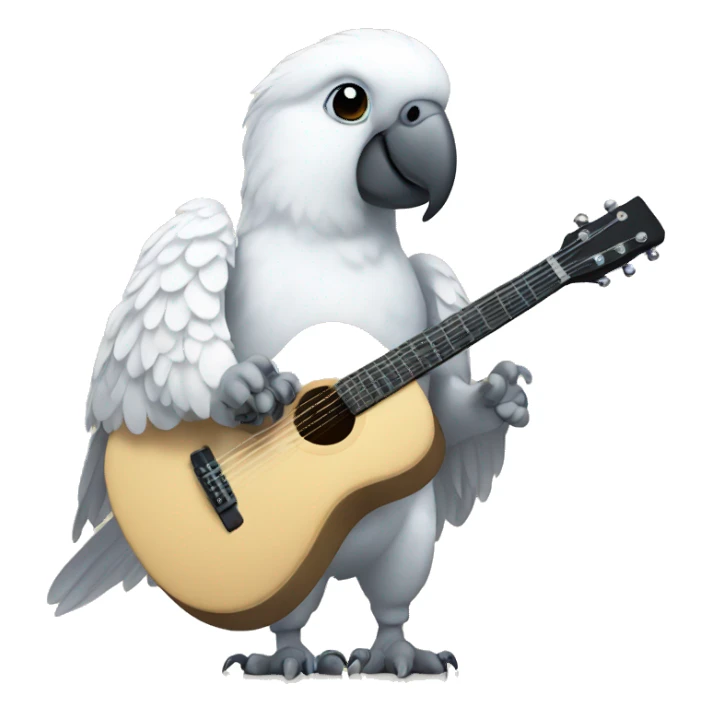 White parrot playing guitar sticker