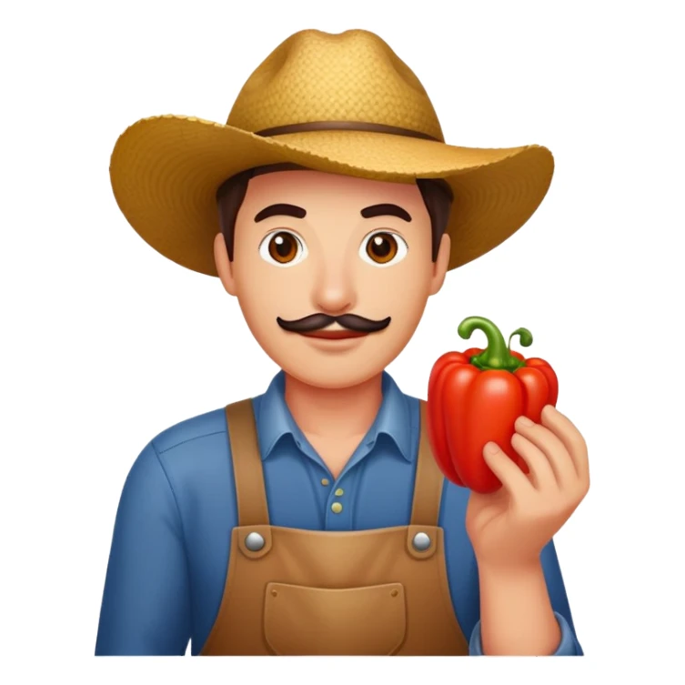 farmer holding a red bell pepper sticker