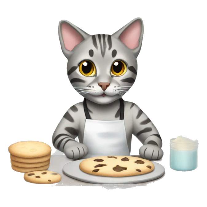 grey bengal cat baking cookies sticker