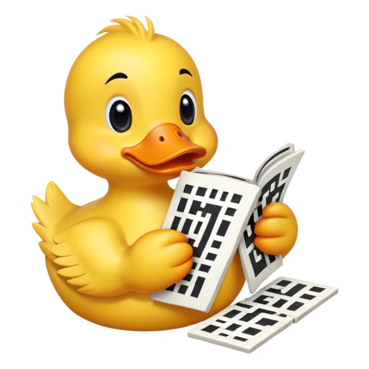 Yellow duck doing crossword sticker
