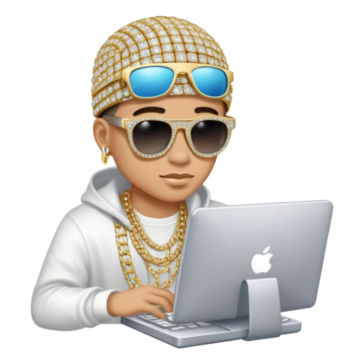 hip hop programmer with bling, sunglasses and computer sticker