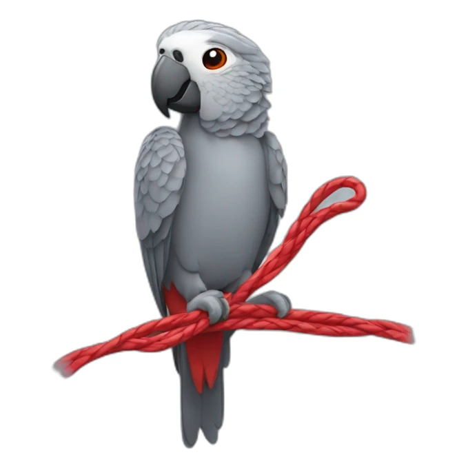 gray parrot with red break eating cable sticker