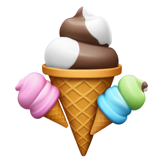 three scoop ice cream cone sticker