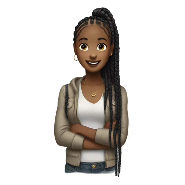 Black girl with box braids sticker