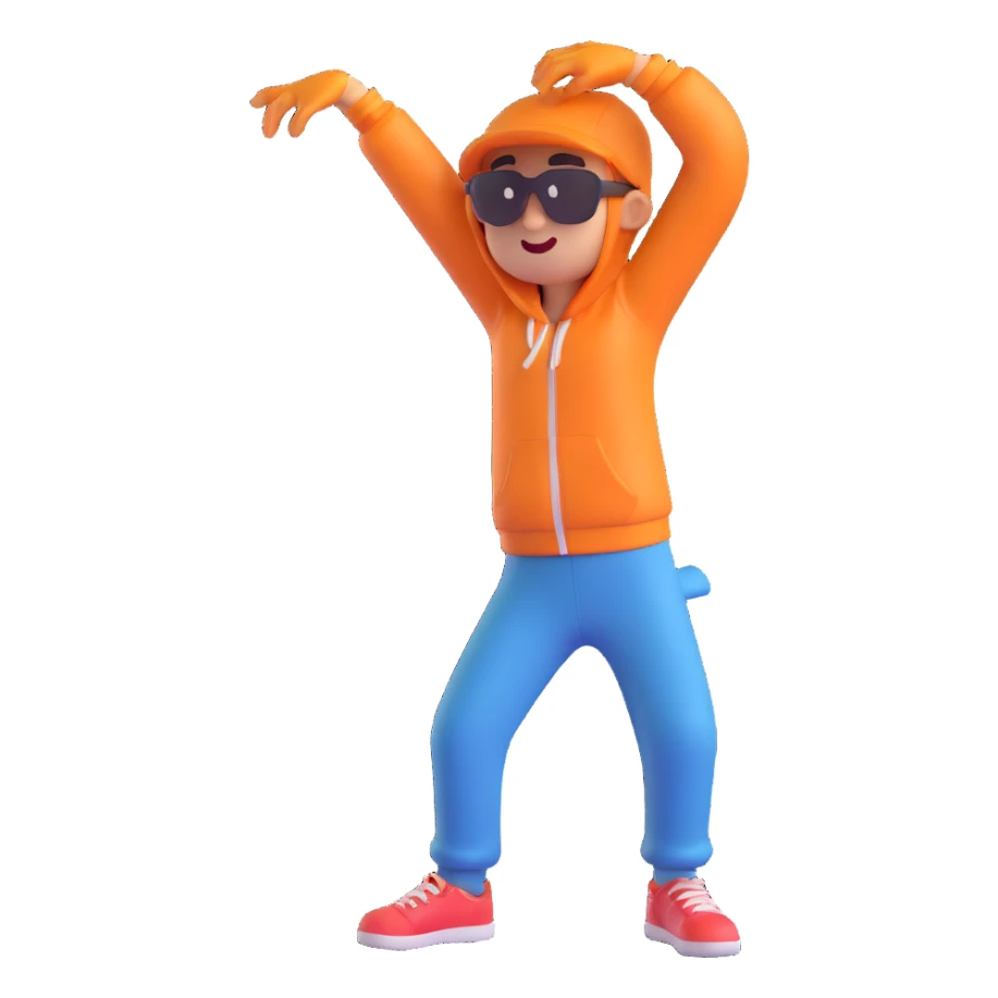 character dabbing, expressive and fun sticker
