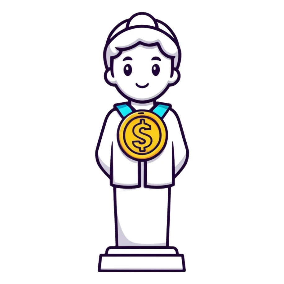 Statue medal sticker
