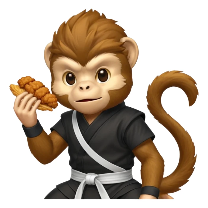 Fried chicken eating a ninja monkey sticker