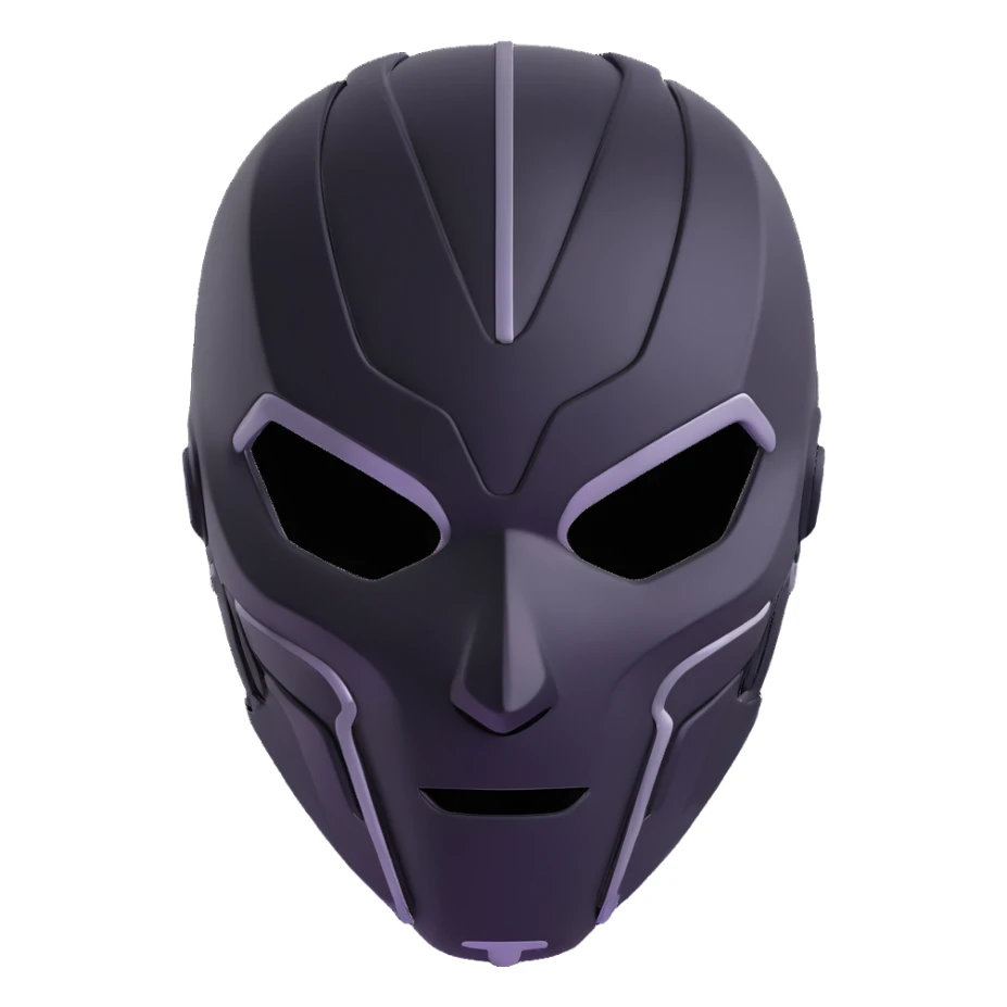 sleek black cybernetic AI mask sticker