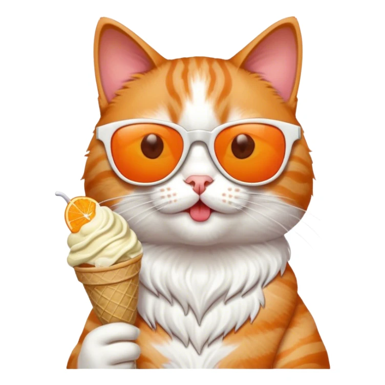 Cat eating ice cream with sunglasses sticker