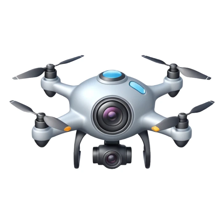flying camera device object icon, small UFO shaped drone with camera lens, cute futuristic design, 3D cartoon, mobile game icon style, centered, clean background, no text, no watermark
 sticker