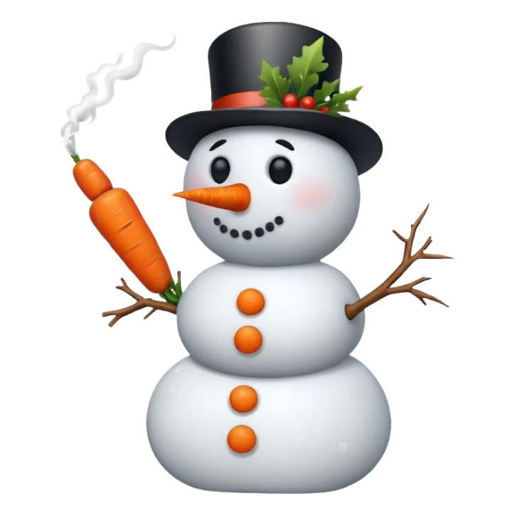 a snowman with a cigarette sticker