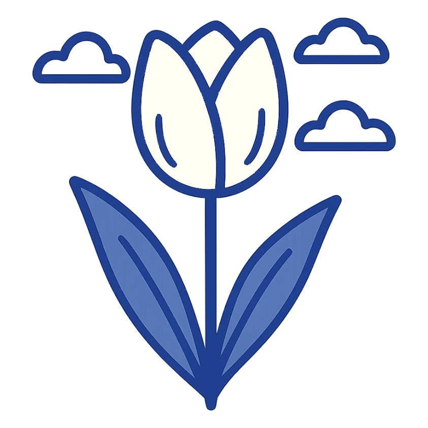 a single white tulip, minimal background, elegant and simple sticker
