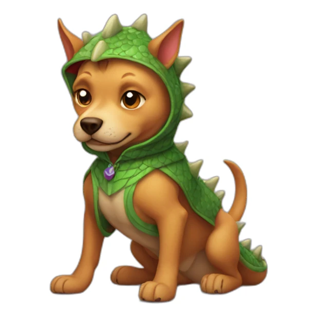 dog wearing a dragon suit sticker