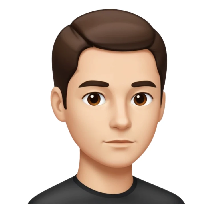 sharp chin lines, hair slicked to the side, sticker