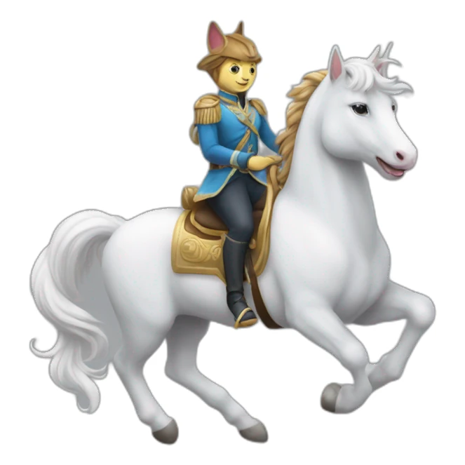 Un chat sur une licorne sticker