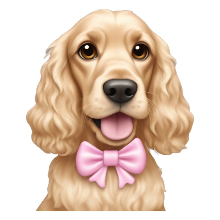 Blond cocker spaniel wearing two light pink sleighbell sticker