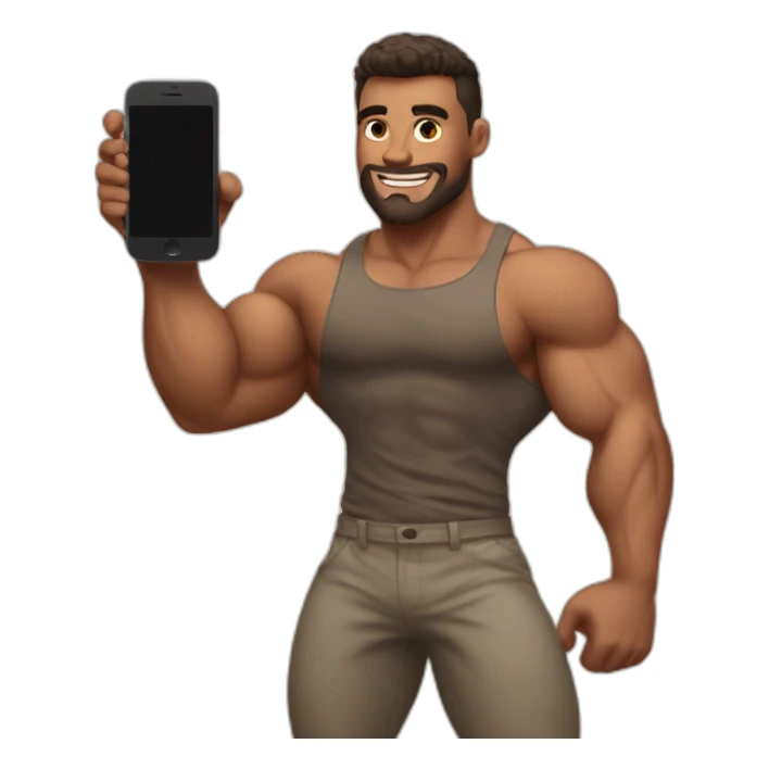 muscular bro holding phone sticker