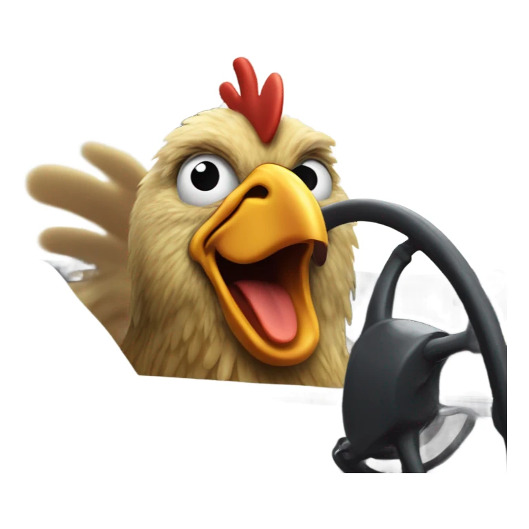 A chicken driving a car and singing  sticker