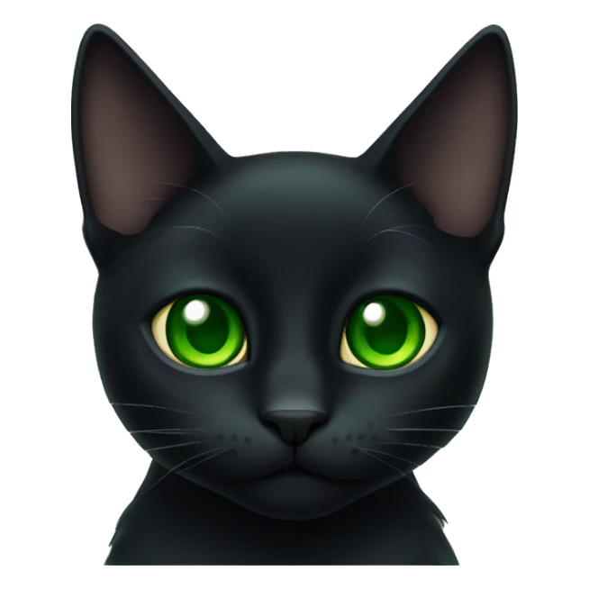 A black cat with dark green eyes is lying sticker
