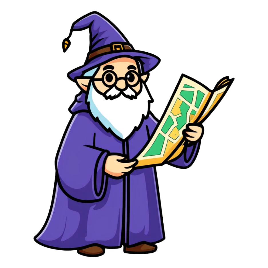 lost wizard with a map sticker