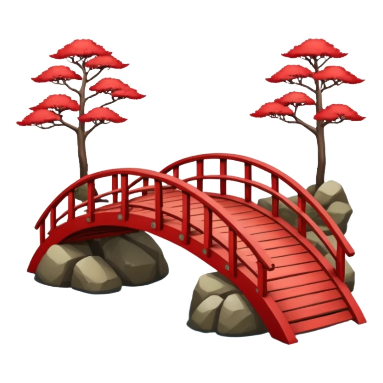 red Japanese wooden bridge sticker
