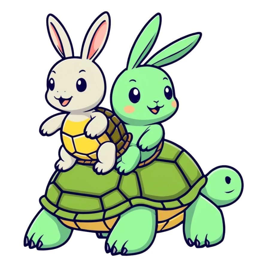 A turtle on a rabbits back sticker