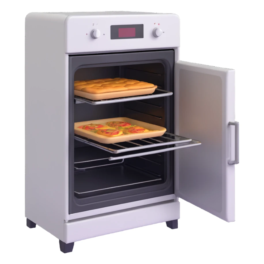 oven with door open sticker