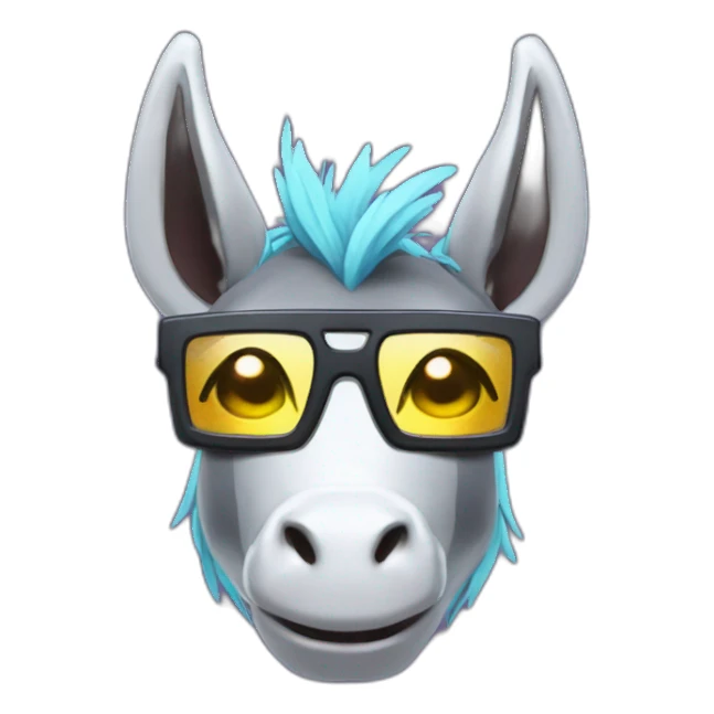 glitched unidonkey with cyberpunk glasses sticker