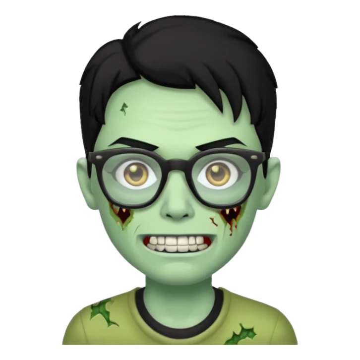 A zombie with glasses black hair and diamond teeth sticker