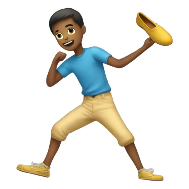 Boy throwing a slipper sticker