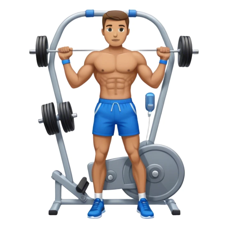standing fit man with blue shorts cable-machine exercise sticker