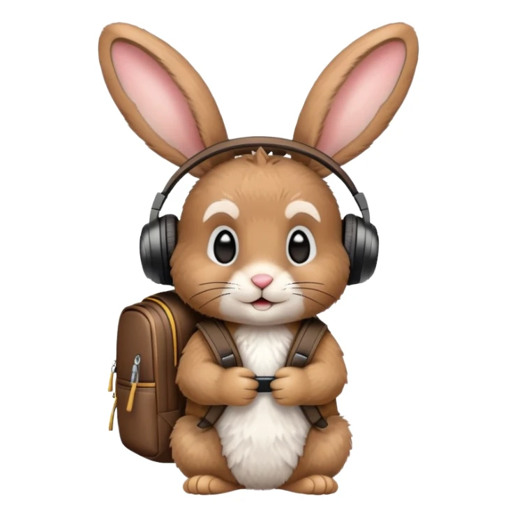rabbit with headphones and backpack sticker