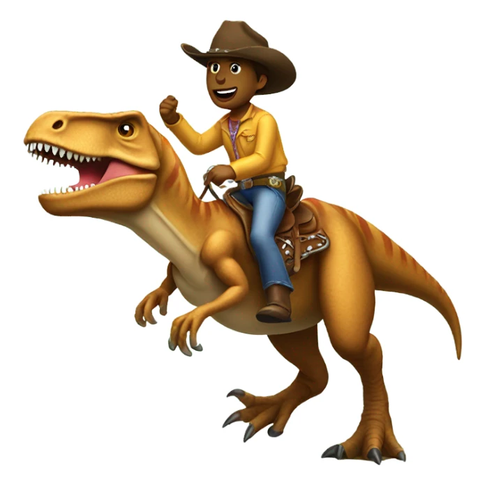 Cowboy riding a T rex  sticker